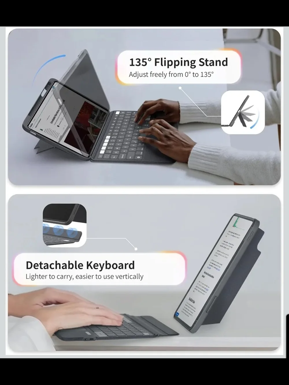 EIP Magnetix Keyboard Case iPad Air 11 M4 M3 M2 4 5 Pro 11 Detachable Backlit